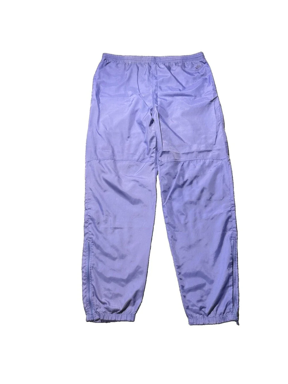 Vintage 90s Nike Nylon Track Pants Womens L Purple Ankle Zip Windbreaker VTG